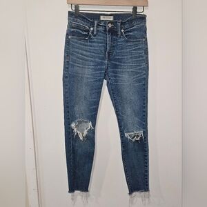 Madewell Medium Wash Distressed High Riser Skinny Crop Jeans Womens Size 26